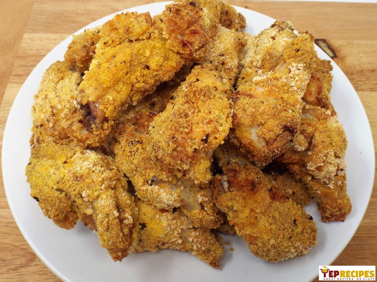 Baked Crunchy Cornmeal Chicken Wings recipe