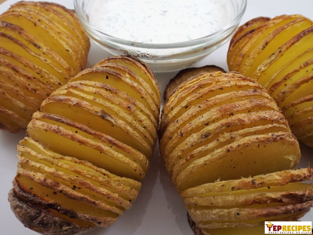 Mini Hasselback Potatoes with Dill Cream recipe