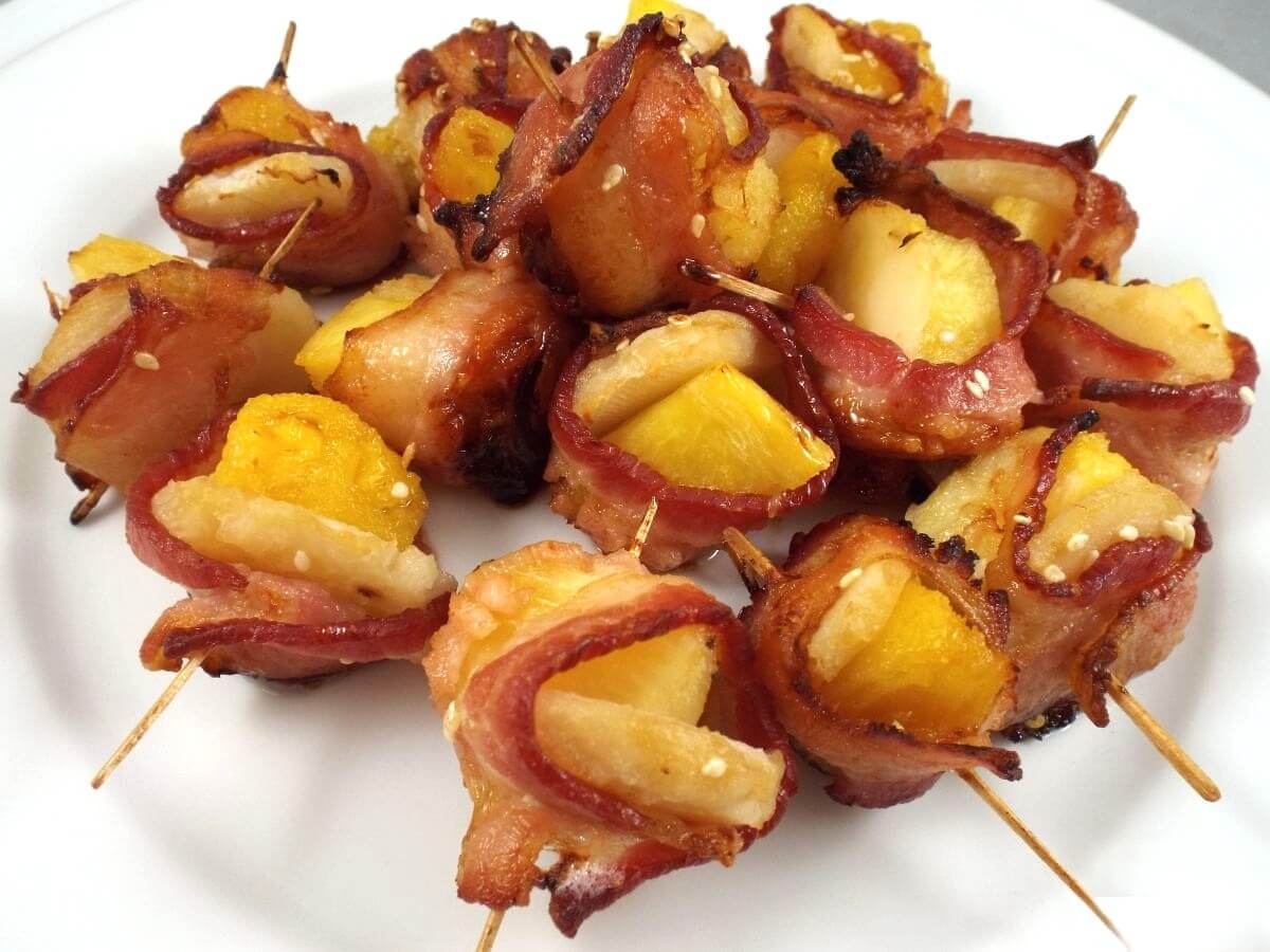 Pineapple Rumaki with Sesame Dressing recipe