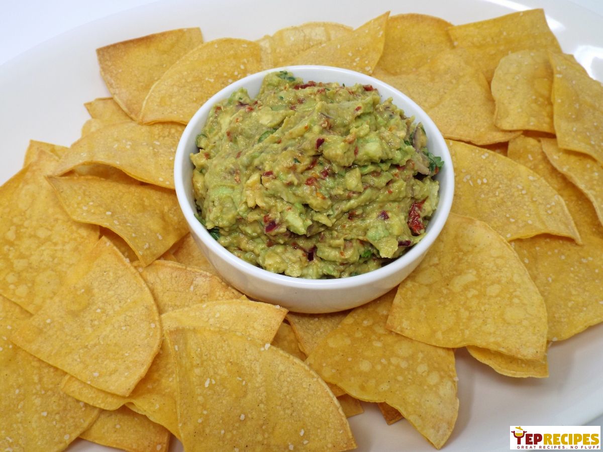 Baked Tortilla Chips with Smoky Chipotle Guacamole recipe