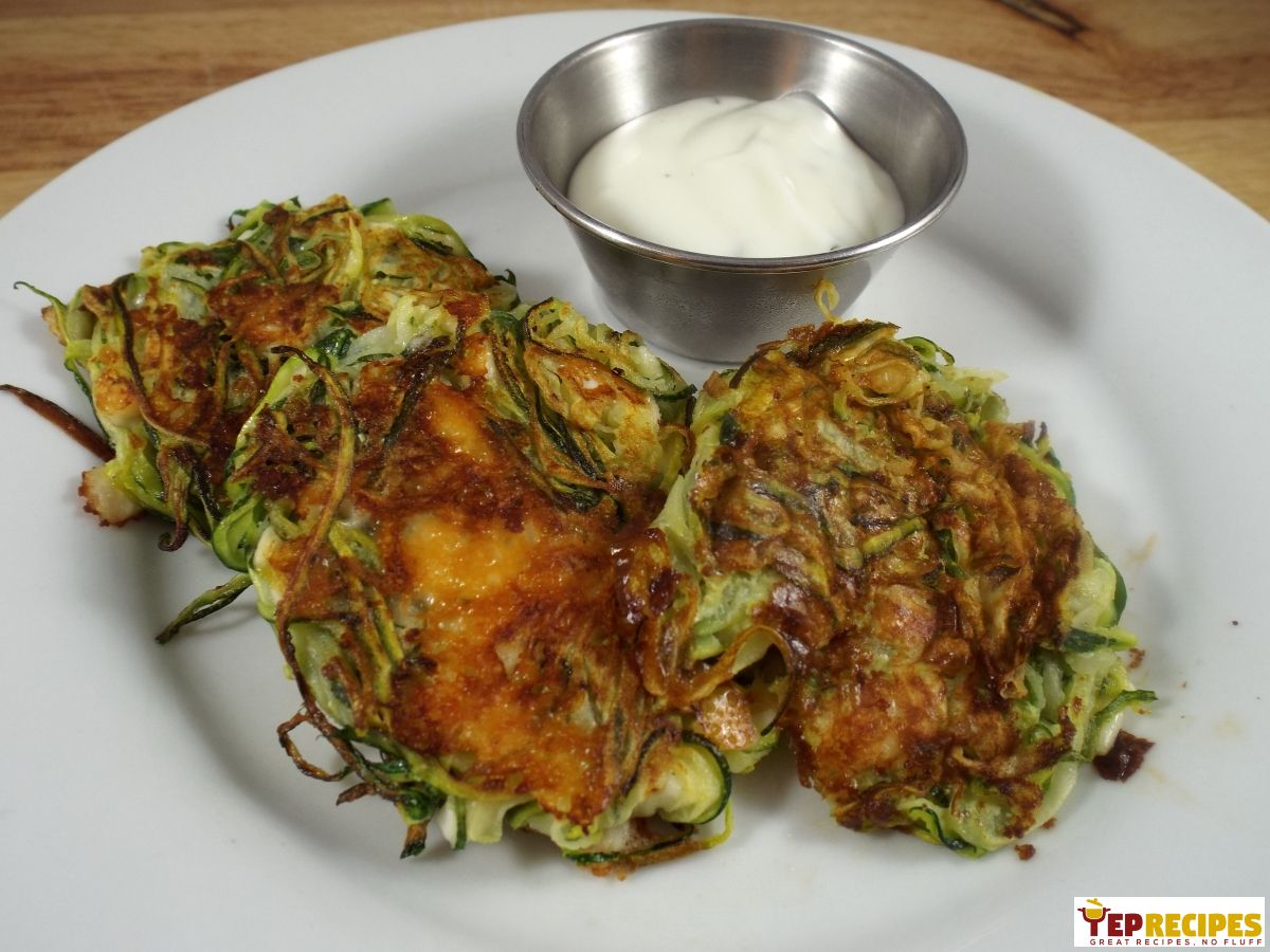 Zucchini Feta Fritters with Mint Yogurt Sauce recipe