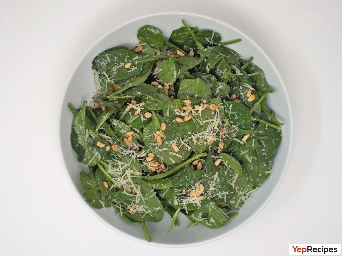 Parmesan Spinach Salad with Toasted Pine Nuts recipe