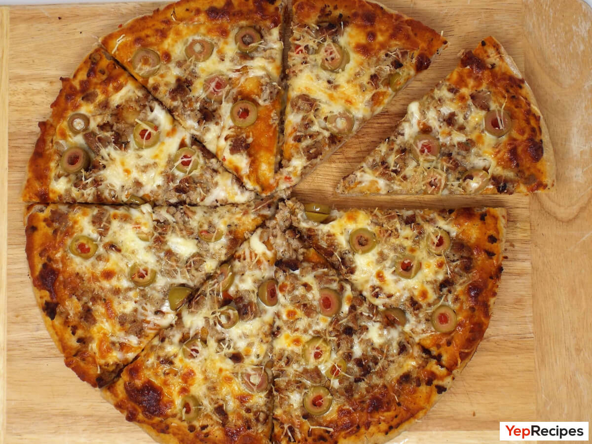 Homemade Deep Dish Sausage and Olive Pizza Recipe YepRecipes