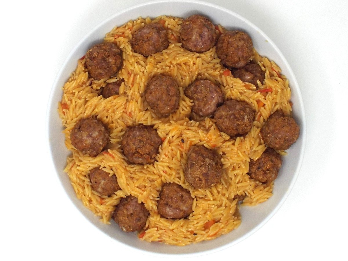 Spanish Orzo with Chorizo Meatballs recipe