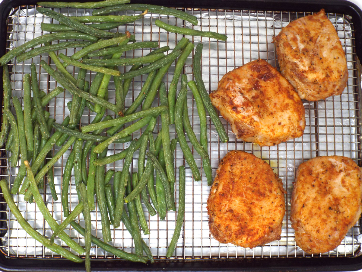 Sheet Pan Boneless Pork Chops and Green Beans recipe