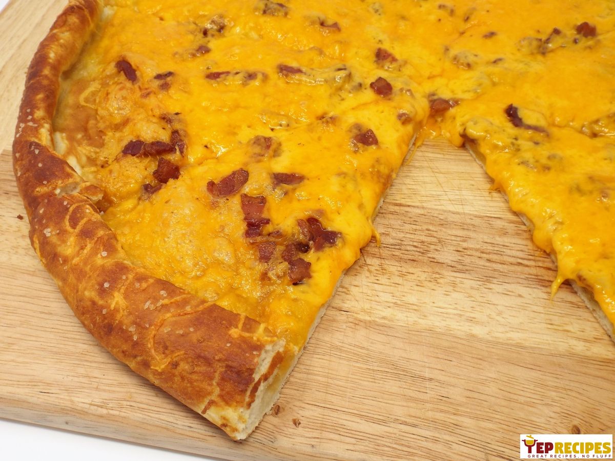Bacon and Cheddar Pretzel Crust Pizza recipe