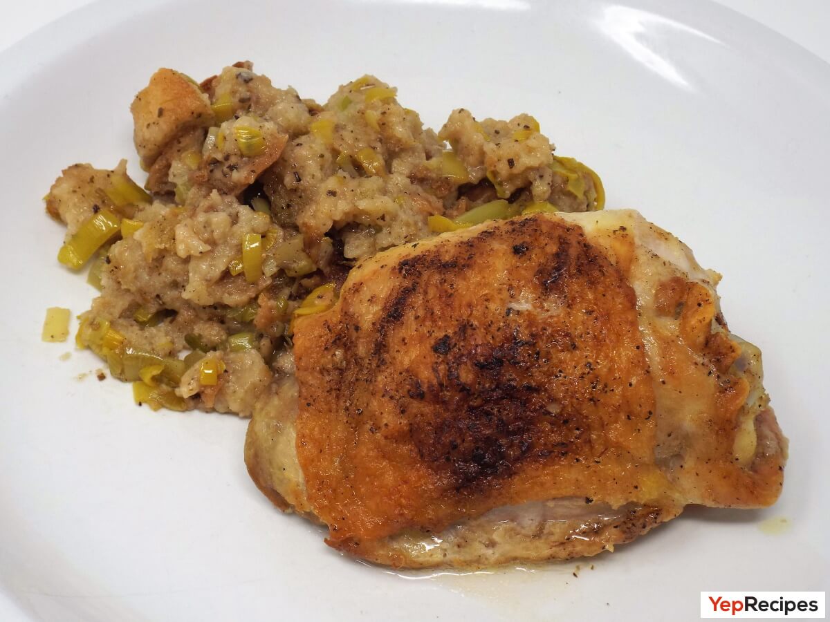 Roasted Chicken Thighs with Homemade Stuffing recipe