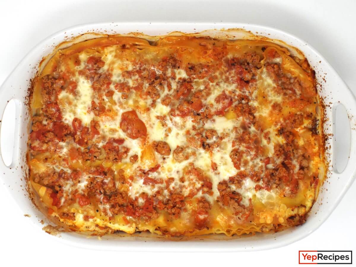 Four Cheese Ground Turkey Lasagna recipe