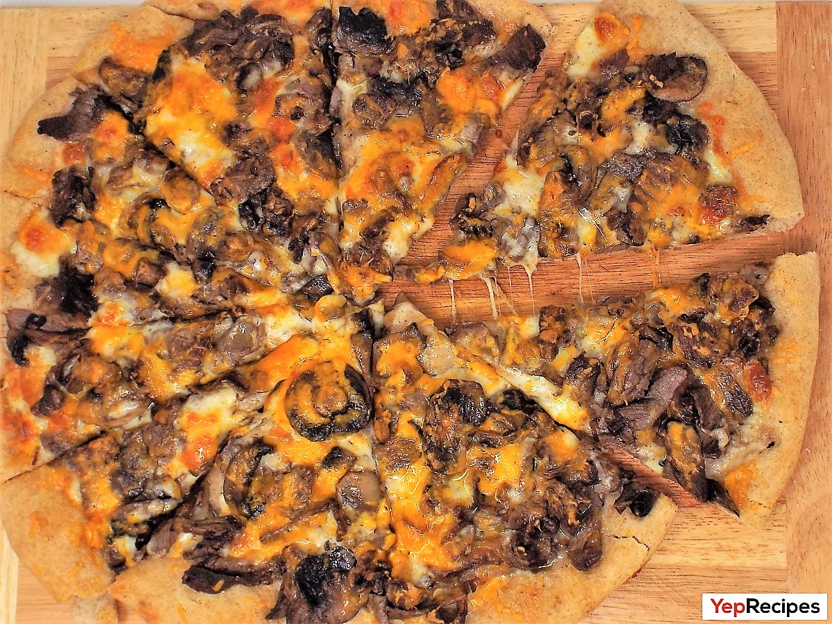 Mushroom Cheesesteak Pizza recipe