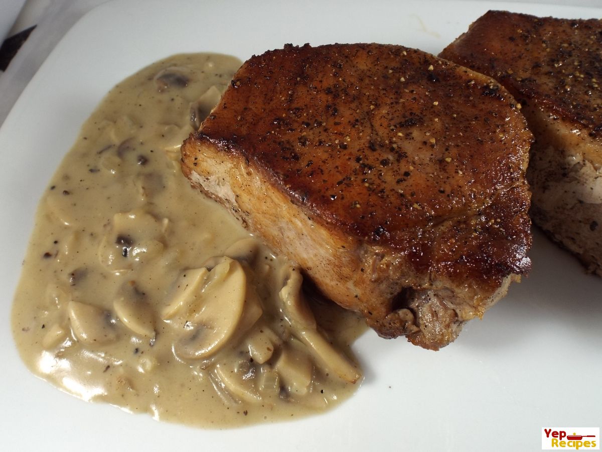Thick-cut Pork Chops with Mushroom Pan Gravy recipe