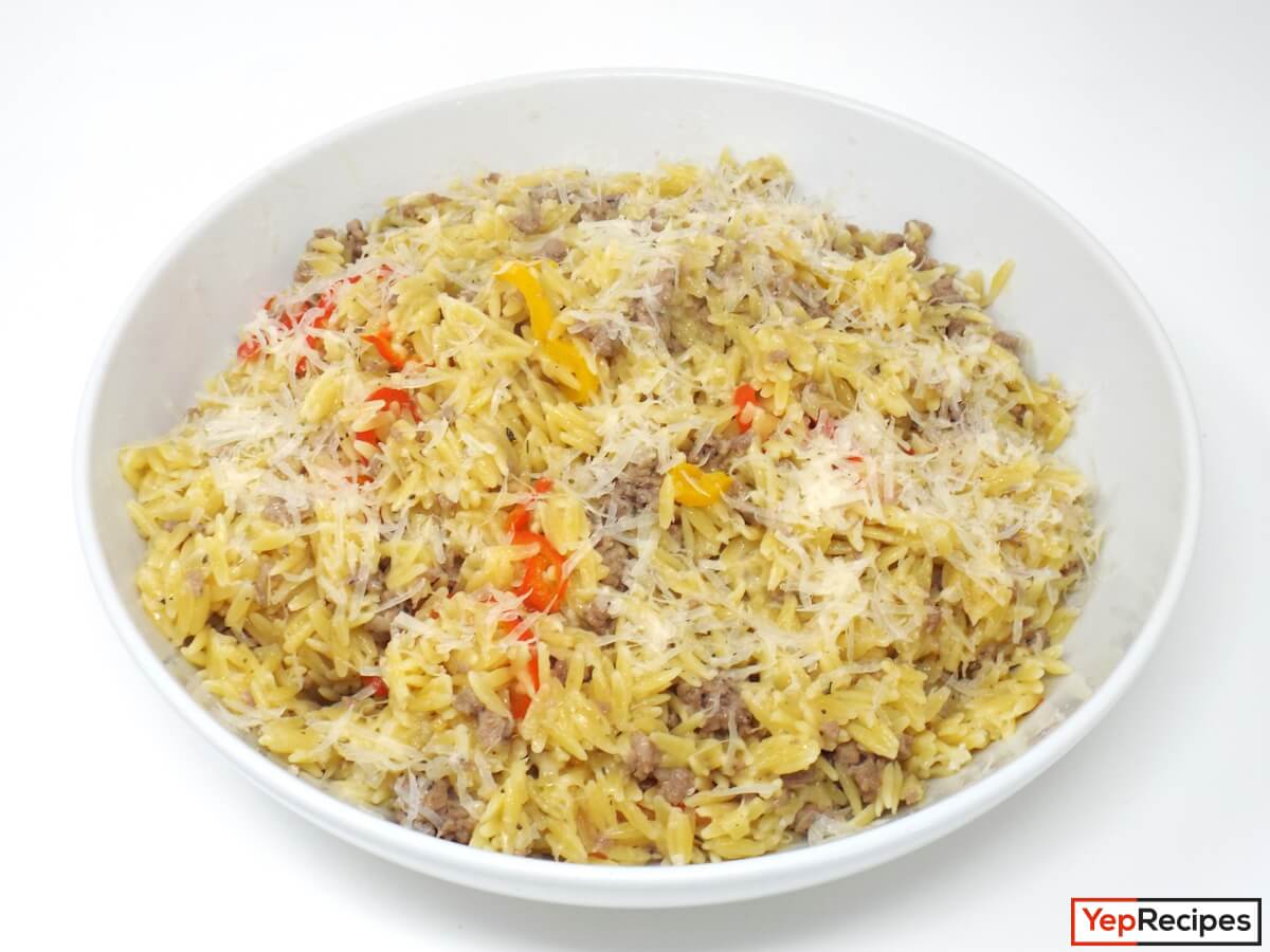 Sausage and Bell Pepper Orzo Pasta recipe