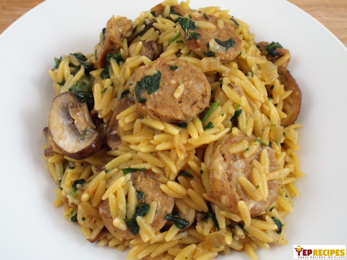 Italian Sausage Orzo with Marsala Mushrooms recipe