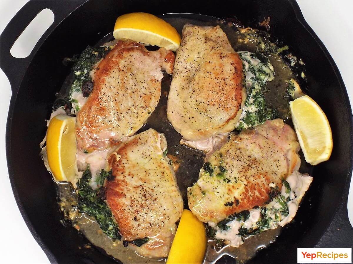 Spinach and Blue Cheese Stuffed Pork Chops recipe