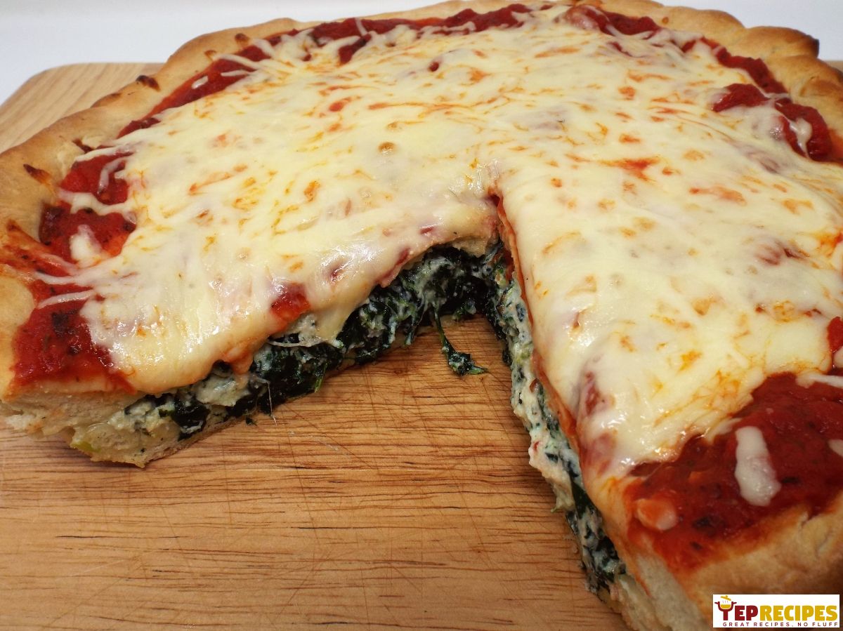 Spinach and Ricotta Stuffed Pizza recipe