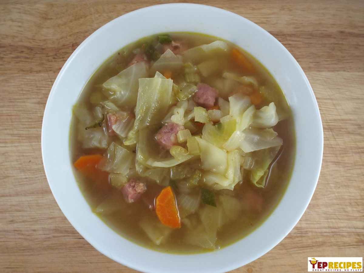 Spicy Cabbage and Garlic Soup with Ham recipe