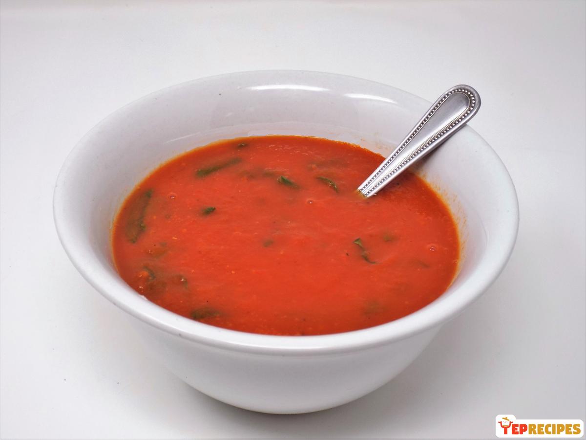 Creamy Tomato Vegetable Soup with Spinach recipe