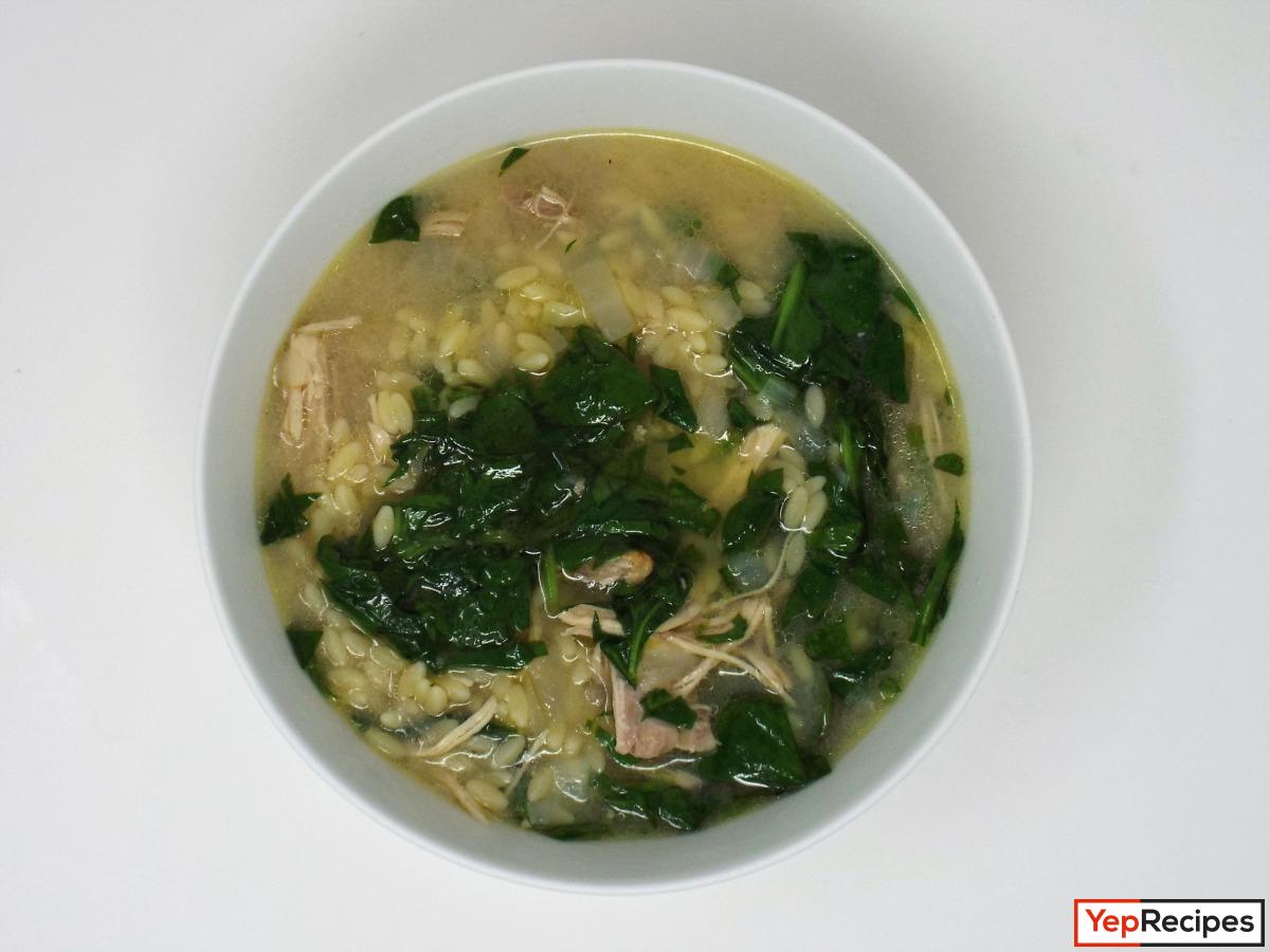 Lemon Chicken Soup with Spinach and Orzo recipe