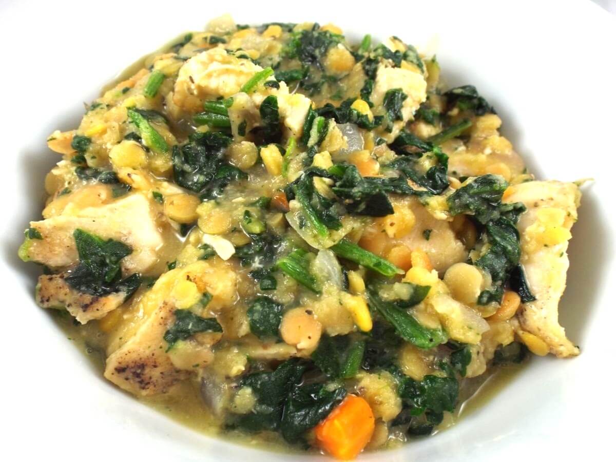 Lentil Stew with Chicken and Spinach recipe