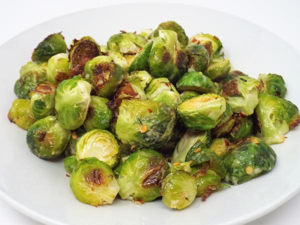 Spicy Parmesan Roasted Brussels Sprouts recipe