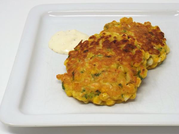 Curry Corn Fritters with Garlic Lime Aioli