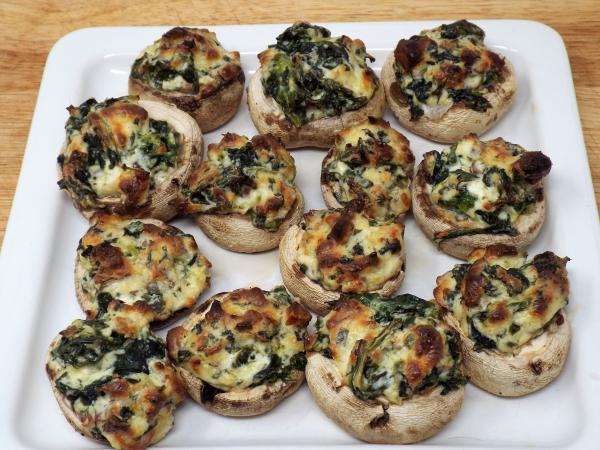 Spinach and Pecan Stuffed Mushrooms
