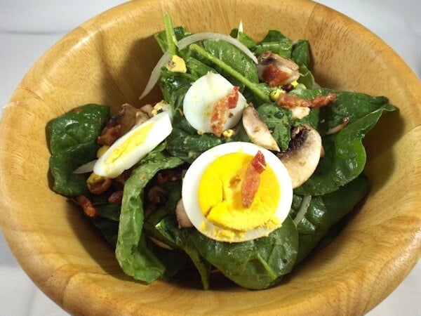 Classic Spinach Salad with Warm Bacon Dressing