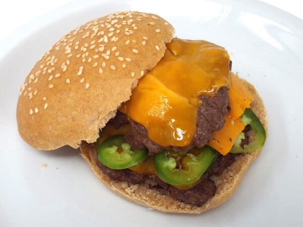 Jalapeno Double Cheddar Cheese Griddle Burgers