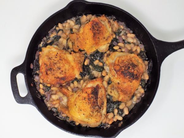 Braised Chicken Thighs and White Beans