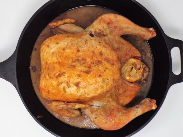 Cast Iron Lemon and Garlic Roast Chicken