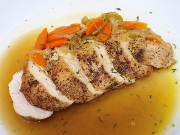 Sauteed Chicken with Mirepoix and Fresh Herbs