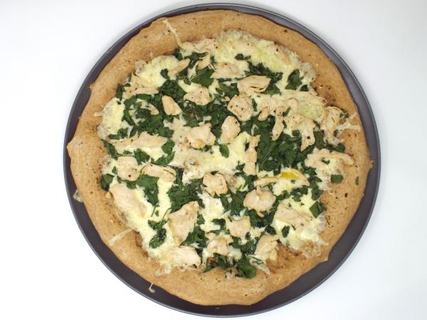 Chicken and Spinach Pizza with Havarti Cheese