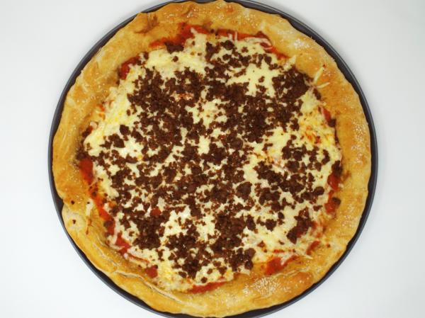 Pretzel Crust Pizza with Chorizo Sausage