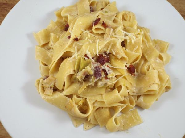Leek and Bacon Pappardelle recipe