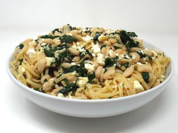 Lemony Linguine with White Beans and Spinach