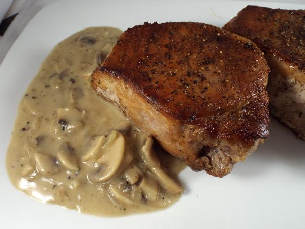 Thick-cut Pork Chops with Mushroom Pan Gravy
