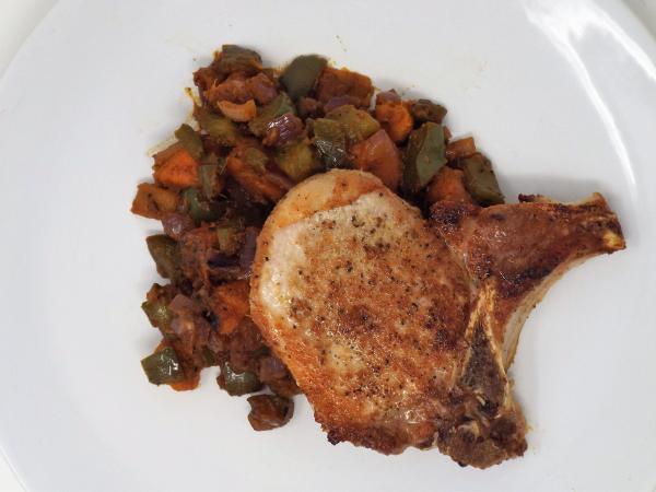 Pork Chops and Sweet Potato Hash