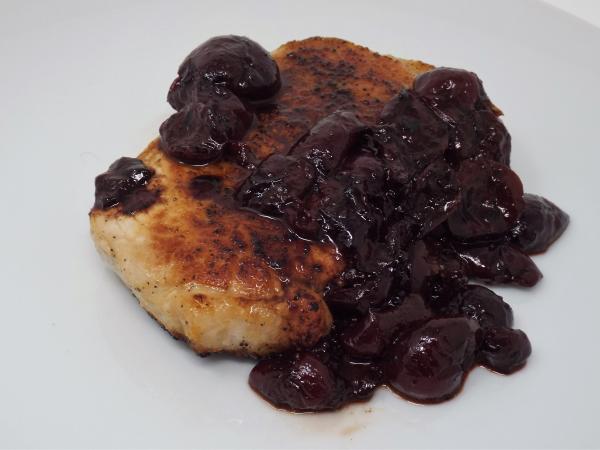 Pan Seared Pork Chops with Cherry Sauce