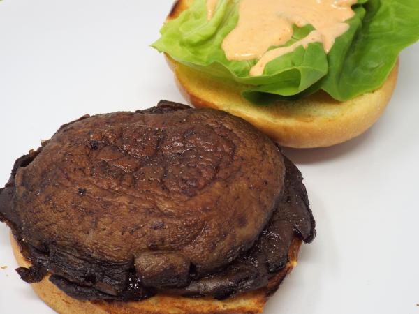 Pan Seared Portabella Burgers with Sriracha Mayo