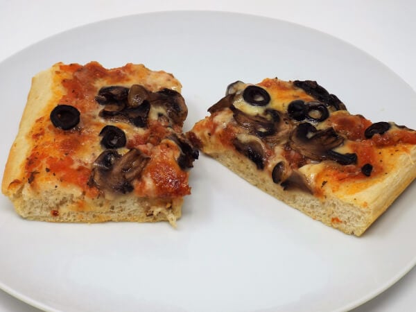 Sicilian Pizza with Black Olives and Mushrooms