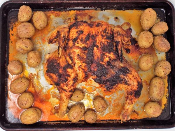 Spatchcock Paprika Chicken and Potatoes