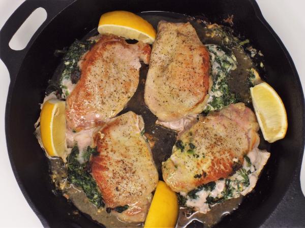 Spinach and Blue Cheese Stuffed Pork Chops recipe