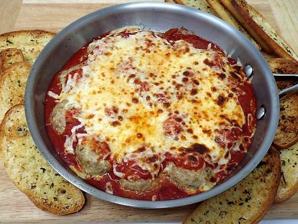 Meatball Bake with Ciabatta Dipping Toast