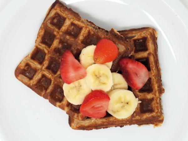 Banana Strawberry Oat Waffles