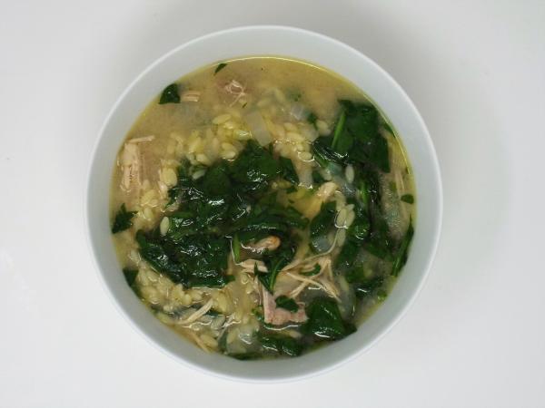 Lemon Chicken Soup with Spinach and Orzo