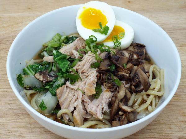 Pork, Bok Choy and Mushroom Ramen Noodle bowls