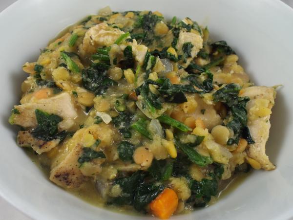 Lentil Stew with Chicken and Spinach